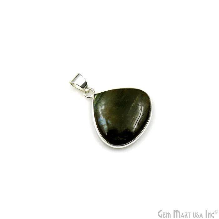 GemMartUSA Necklaces Labradorite Gemstone Heart 28x26mm Sterling Silver Necklace Pendant 1PC GemMartUSA Necklaces Labradorite Gemstone Heart 28x26mm Sterling Silver Necklace Pendant 1PC