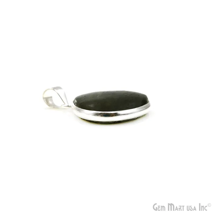 GemMartUSA Necklaces Labradorite Gemstone Heart 28x26mm Sterling Silver Necklace Pendant 1PC