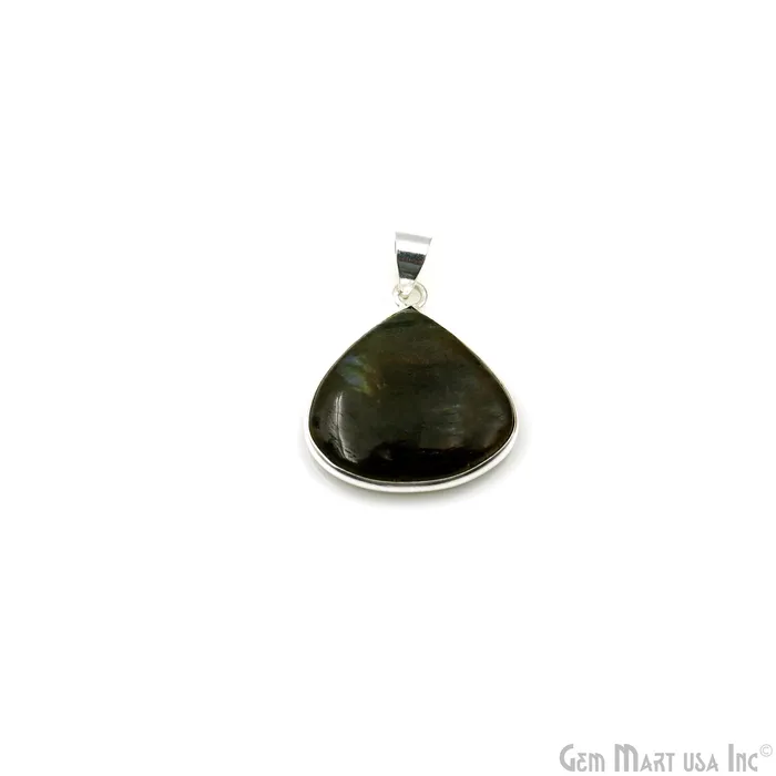 GemMartUSA Necklaces Labradorite Gemstone Heart 28x26mm Sterling Silver Necklace Pendant 1PC