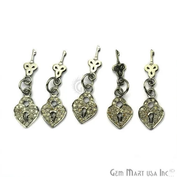 GemmartUSA Necklaces Lock Key Shape Diamond Charms Pendant 15x9mm 925 Sterling Silver Pave Charms Pendant GemmartUSA Necklaces Lock Key Shape Diamond Charms Pendant 15x9mm 925 Sterling Silver Pave Charms Pendant