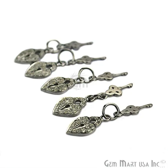 GemmartUSA Necklaces Lock Key Shape Diamond Charms Pendant 15x9mm 925 Sterling Silver Pave Charms Pendant GemmartUSA Necklaces Lock Key Shape Diamond Charms Pendant 15x9mm 925 Sterling Silver Pave Charms Pendant