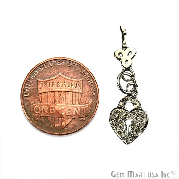 GemmartUSA Necklaces Lock Key Shape Diamond Charms Pendant 15x9mm 925 Sterling Silver Pave Charms Pendant GemmartUSA Necklaces Lock Key Shape Diamond Charms Pendant 15x9mm 925 Sterling Silver Pave Charms Pendant