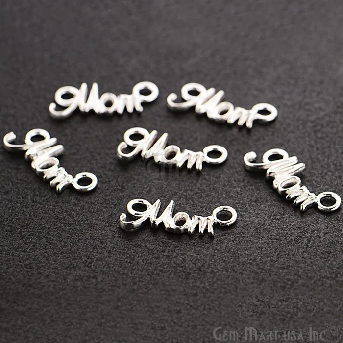 GemMartUSA Necklaces MOM Letter Sterling Silver Charm for Bracelet Pendants Necklace