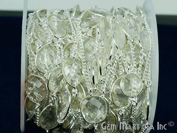 GemMartUSA Necklaces Natural Crystal 1015mm Silver Plated Link Bezel Connector Chain GemMartUSA Necklaces Natural Crystal 1015mm Silver Plated Link Bezel Connector Chain