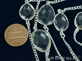 GemMartUSA Necklaces Natural Crystal 1015mm Silver Plated Link Bezel Connector Chain GemMartUSA Necklaces Natural Crystal 1015mm Silver Plated Link Bezel Connector Chain