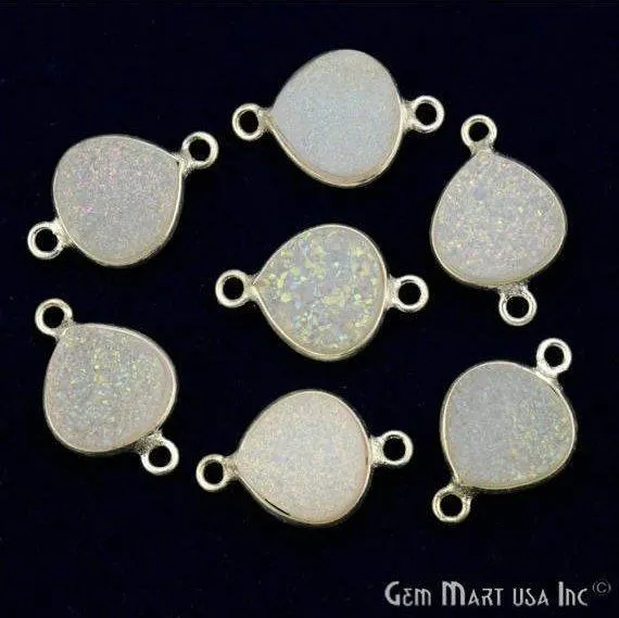 GemMartUSA Necklaces Natural Titanium Druzy 10mm Silver Double Bail Heart Bezel Connector GemMartUSA Necklaces Natural Titanium Druzy 10mm Silver Double Bail Heart Bezel Connector