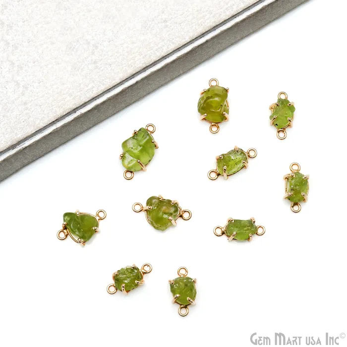 GemMartUSA PreStyled Sets Rough Gemstone 18x12mm Gold Plated Bezel With Prong Setting Double Bail Connector GemMartUSA PreStyled Sets Rough Gemstone 18x12mm Gold Plated Bezel With Prong Setting Double Bail Connector
