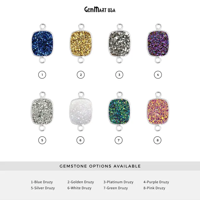 GemMartUSA Rings Titanium Druzy 10x12mm Octagon Silver Double Bail Bezel Gemstone Connector GemMartUSA Rings Titanium Druzy 10x12mm Octagon Silver Double Bail Bezel Gemstone Connector