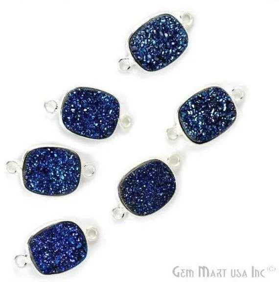 GemMartUSA Rings Titanium Druzy 10x12mm Octagon Silver Double Bail Bezel Gemstone Connector GemMartUSA Rings Titanium Druzy 10x12mm Octagon Silver Double Bail Bezel Gemstone Connector