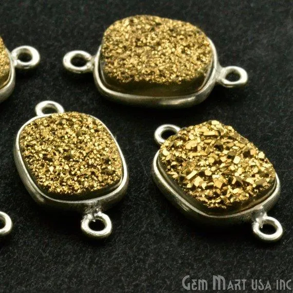 GemMartUSA Rings Titanium Druzy 10x12mm Octagon Silver Double Bail Bezel Gemstone Connector GemMartUSA Rings Titanium Druzy 10x12mm Octagon Silver Double Bail Bezel Gemstone Connector