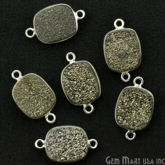 GemMartUSA Rings Titanium Druzy 10x12mm Octagon Silver Double Bail Bezel Gemstone Connector GemMartUSA Rings Titanium Druzy 10x12mm Octagon Silver Double Bail Bezel Gemstone Connector