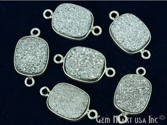 GemMartUSA Rings Titanium Druzy 10x12mm Octagon Silver Double Bail Bezel Gemstone Connector GemMartUSA Rings Titanium Druzy 10x12mm Octagon Silver Double Bail Bezel Gemstone Connector