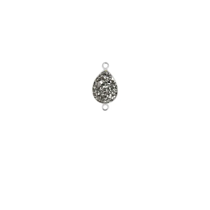 GemMartUSA Rings Titanium Druzy 10x14mm Pears Silver Double Bail Bezel Gemstone Connector GemMartUSA Rings Titanium Druzy 10x14mm Pears Silver Double Bail Bezel Gemstone Connector