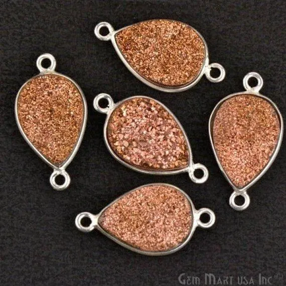 GemMartUSA Rings Titanium Druzy 10x14mm Pears Silver Double Bail Bezel Gemstone Connector GemMartUSA Rings Titanium Druzy 10x14mm Pears Silver Double Bail Bezel Gemstone Connector
