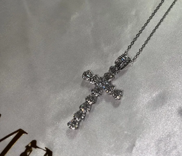 Iced Out Cross Pendant Cross with Chain Iced Cross Necklace Minx London Necklaces