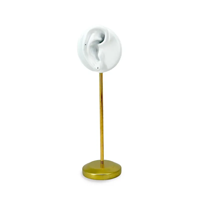 JPIDisplay Earrings 8 14 White and Gold Ear Shaped Earring Display Stand