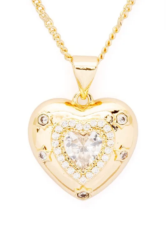 LA Jewelry Plaza Necklaces CZ Heart Pendant Necklace