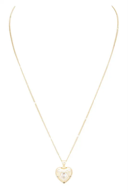 LA Jewelry Plaza Necklaces CZ Heart Pendant Necklace LA Jewelry Plaza Necklaces CZ Heart Pendant Necklace