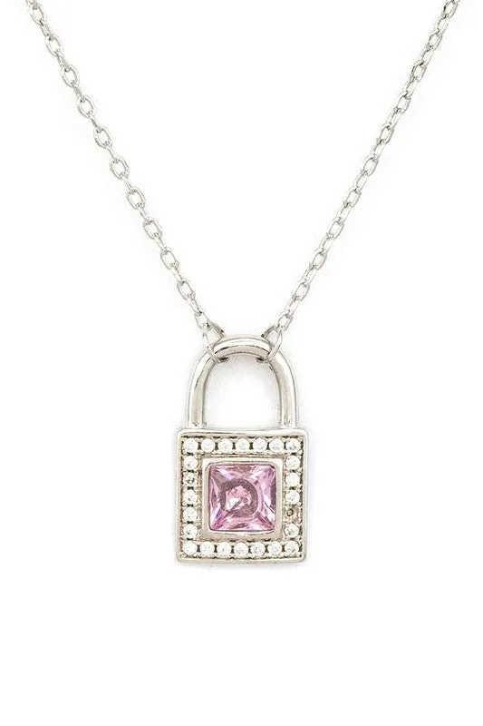 LA Jewelry Plaza Necklaces Pink Locket Cubic Zirconia Pendant Necklace
