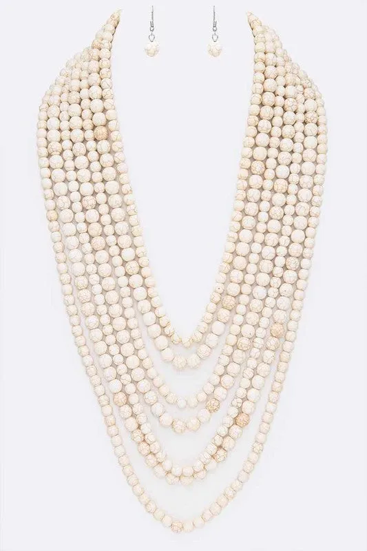 LA Jewelry Plaza Necklaces Statement Genuine Beads Layered Necklace Set