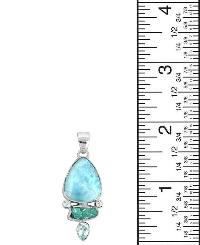 Larimar Blue topaz Solid 925 Sterling Silver Pendant Necklace YoTreasure Necklaces