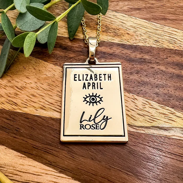 Lily Rose Jewelry Necklaces Elizabeth April EA Angel 2 Sided Channeled Attuned Evil Eye Protection Cosmic Species Sacred Geometry Card Tag Pendant 18 Gold Necklace
