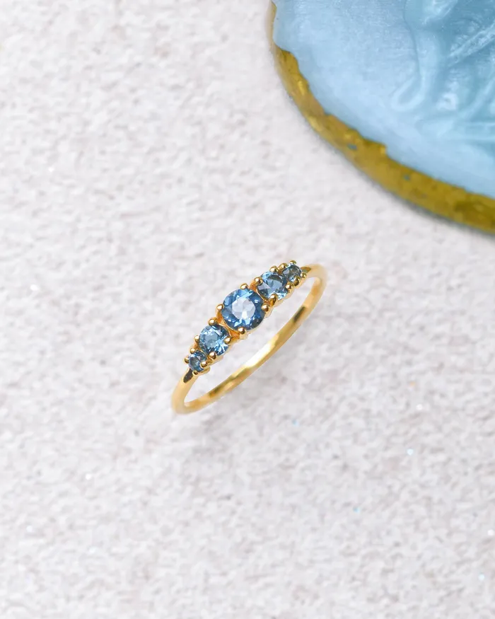 London Blue Topaz Solid 925 Sterling Silver Gold Plated Ring Jewelry YoTreasure Rings