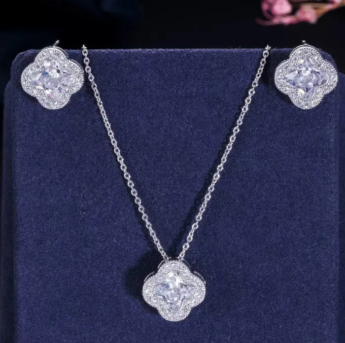 Minx London Necklaces Clover Necklace Four Leaf Clover Earrings Clover Pendant Diamond Clover Necklace Clover Earrings Four Leaf Clover Necklace