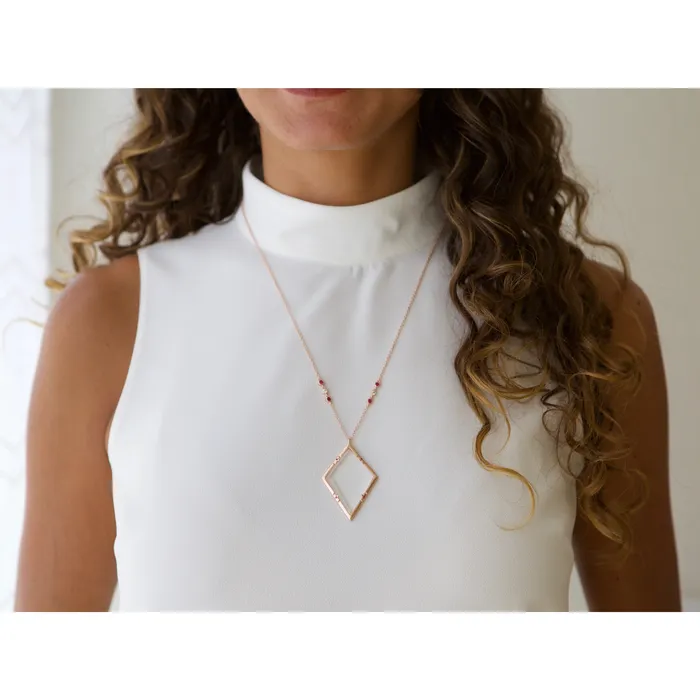 Moderne Monocle Necklaces Emmeline Rose Gold Ruby Magnifier Pendant Necklace