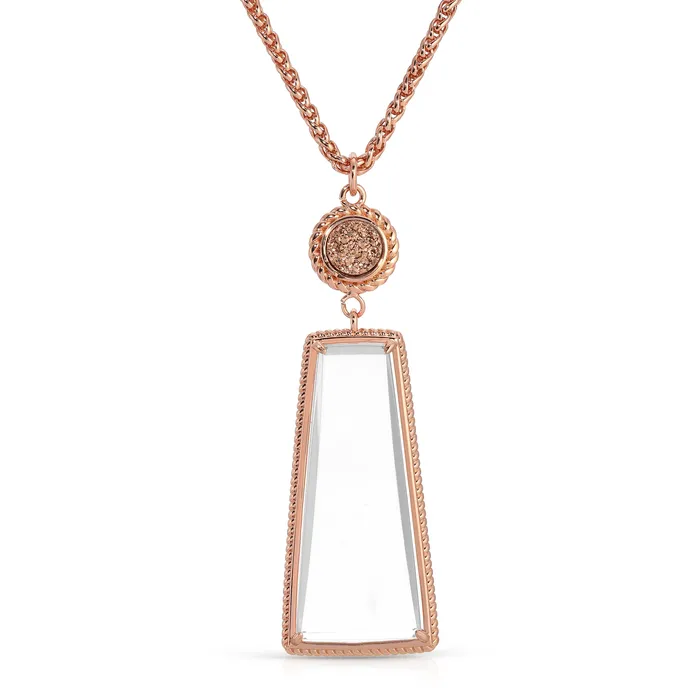 Moderne Monocle Necklaces Ophelia Rose Gold Druzy Magnifier Pendant Necklace
