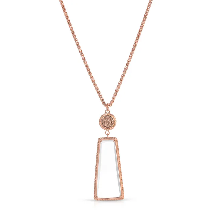 Moderne Monocle Necklaces Ophelia Rose Gold Druzy Magnifier Pendant Necklace