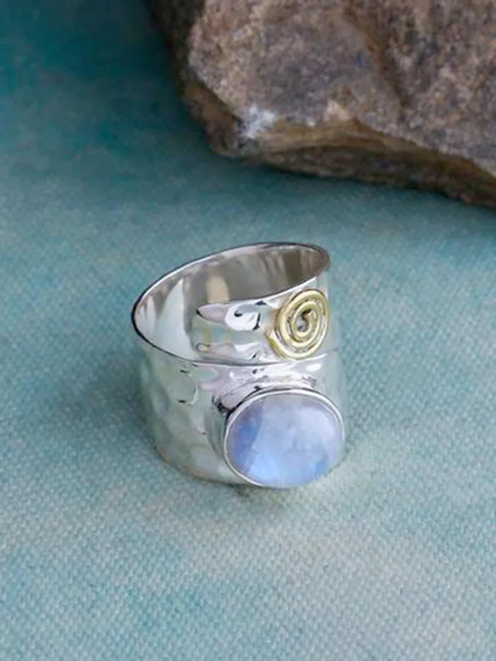 Moonstone Solid 925 Sterling Silver Brass Ring Jewelry YoTreasure Rings