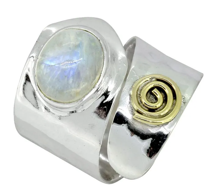 Moonstone Solid 925 Sterling Silver Brass Ring Jewelry YoTreasure Rings