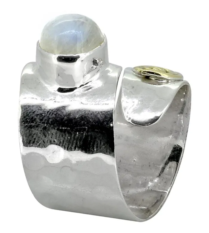 Moonstone Solid 925 Sterling Silver Brass Ring Jewelry YoTreasure Rings