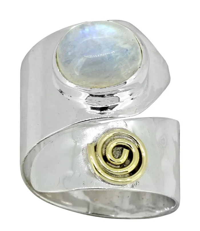 Moonstone Solid 925 Sterling Silver Brass Ring Jewelry YoTreasure Rings