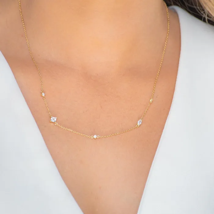 Multi Sapphire Layering Necklace Camile Stone Necklaces Multi Sapphire Layering Necklace Camile Stone Necklaces