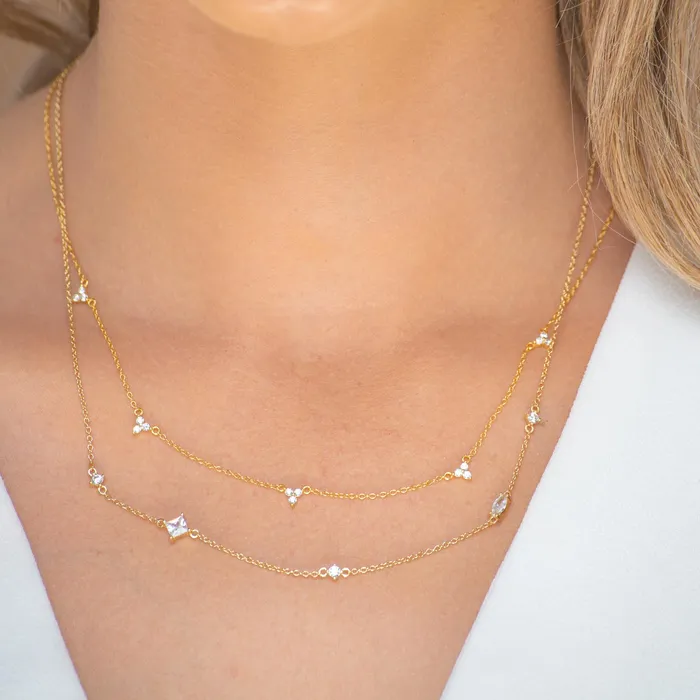 Multi Sapphire Layering Necklace Camile Stone Necklaces Multi Sapphire Layering Necklace Camile Stone Necklaces