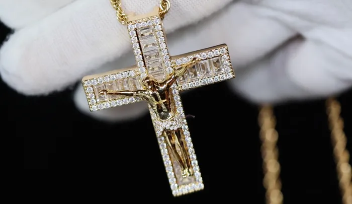 My Store Necklaces Gold iced out jesus cross Mens diamond cross pendant Iced out cross pendant