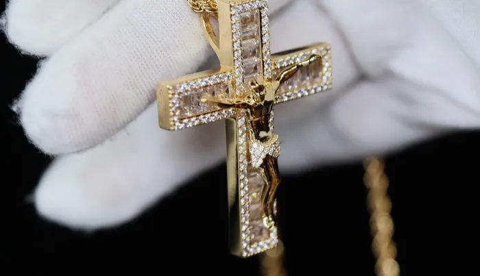 My Store Necklaces Gold iced out jesus cross Mens diamond cross pendant Iced out cross pendant