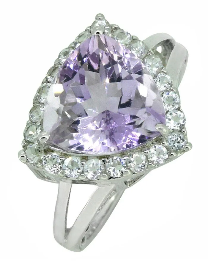 Natural Pink Amethyst White Topaz Solid 925 Sterling Silver Ring Jewelry YoTreasure Rings Natural Pink Amethyst White Topaz Solid 925 Sterling Silver Ring Jewelry YoTreasure Rings