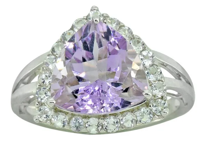 Natural Pink Amethyst White Topaz Solid 925 Sterling Silver Ring Jewelry YoTreasure Rings