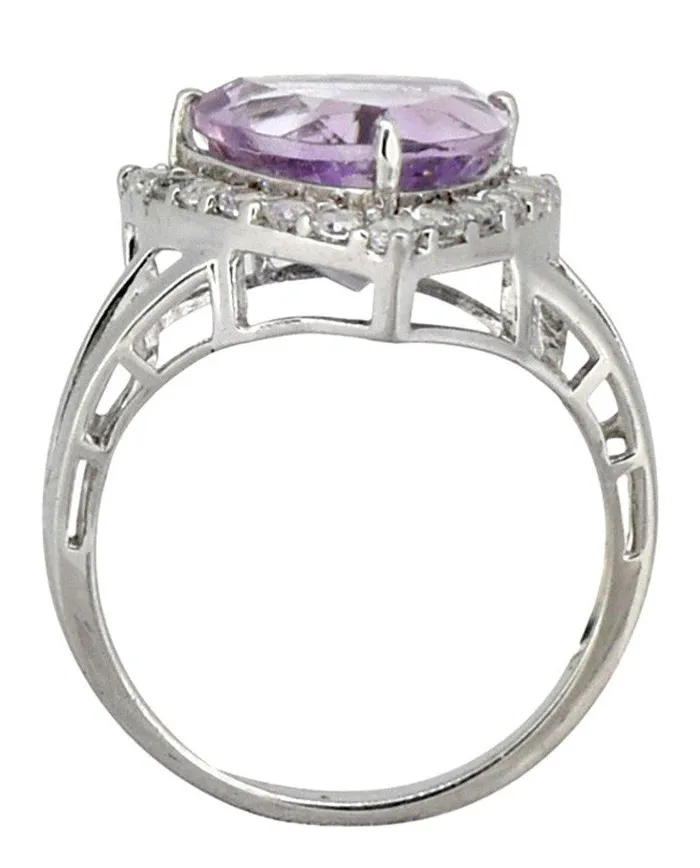 Natural Pink Amethyst White Topaz Solid 925 Sterling Silver Ring Jewelry YoTreasure Rings