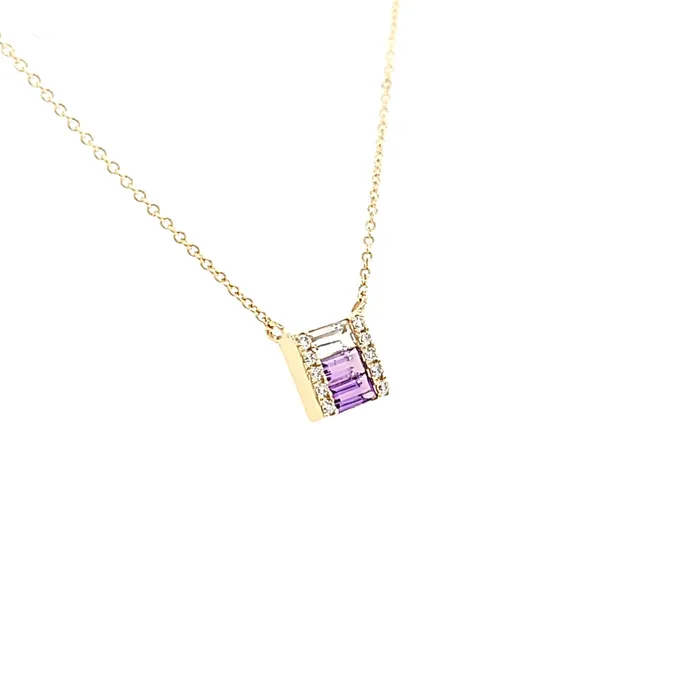 Necklaces Bassali 14k Yellow Gold Gradient Purple Necklace I7641