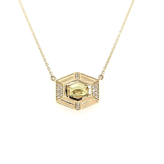Necklaces Bassali Yellow Gold Peridot Point Necklace I7623