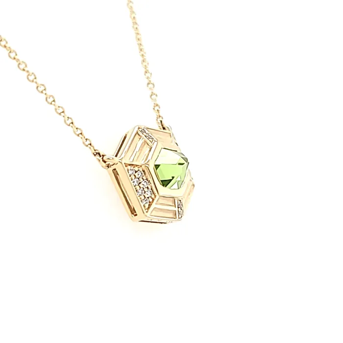 Necklaces Bassali Yellow Gold Peridot Point Necklace I7623