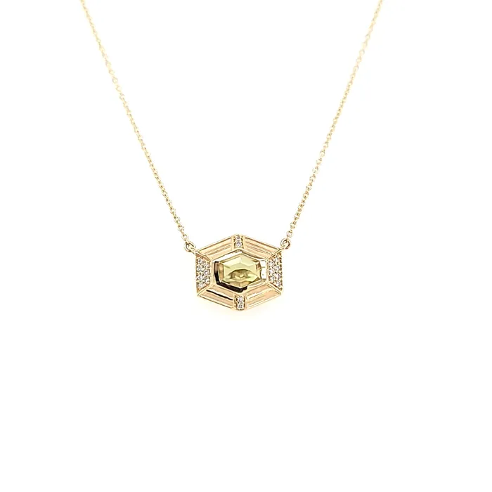 Necklaces Bassali Yellow Gold Peridot Point Necklace I7623