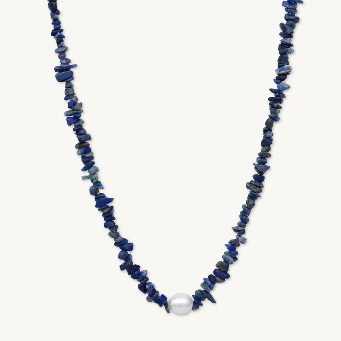 Necklaces Camile Stone Lapis Stone Pearl Necklace