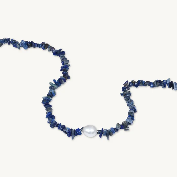 Necklaces Camile Stone Lapis Stone Pearl Necklace