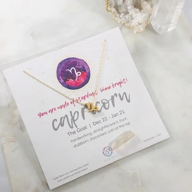 Necklaces Capricorn Charm Necklace with Crystal Sarah Belle