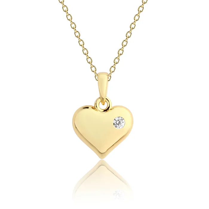 Necklaces Cherished Moments Childrens 14K Gold Plated Puff Heart Necklace for Girls Kids Necklaces Cherished Moments Childrens 14K Gold Plated Puff Heart Necklace for Girls Kids